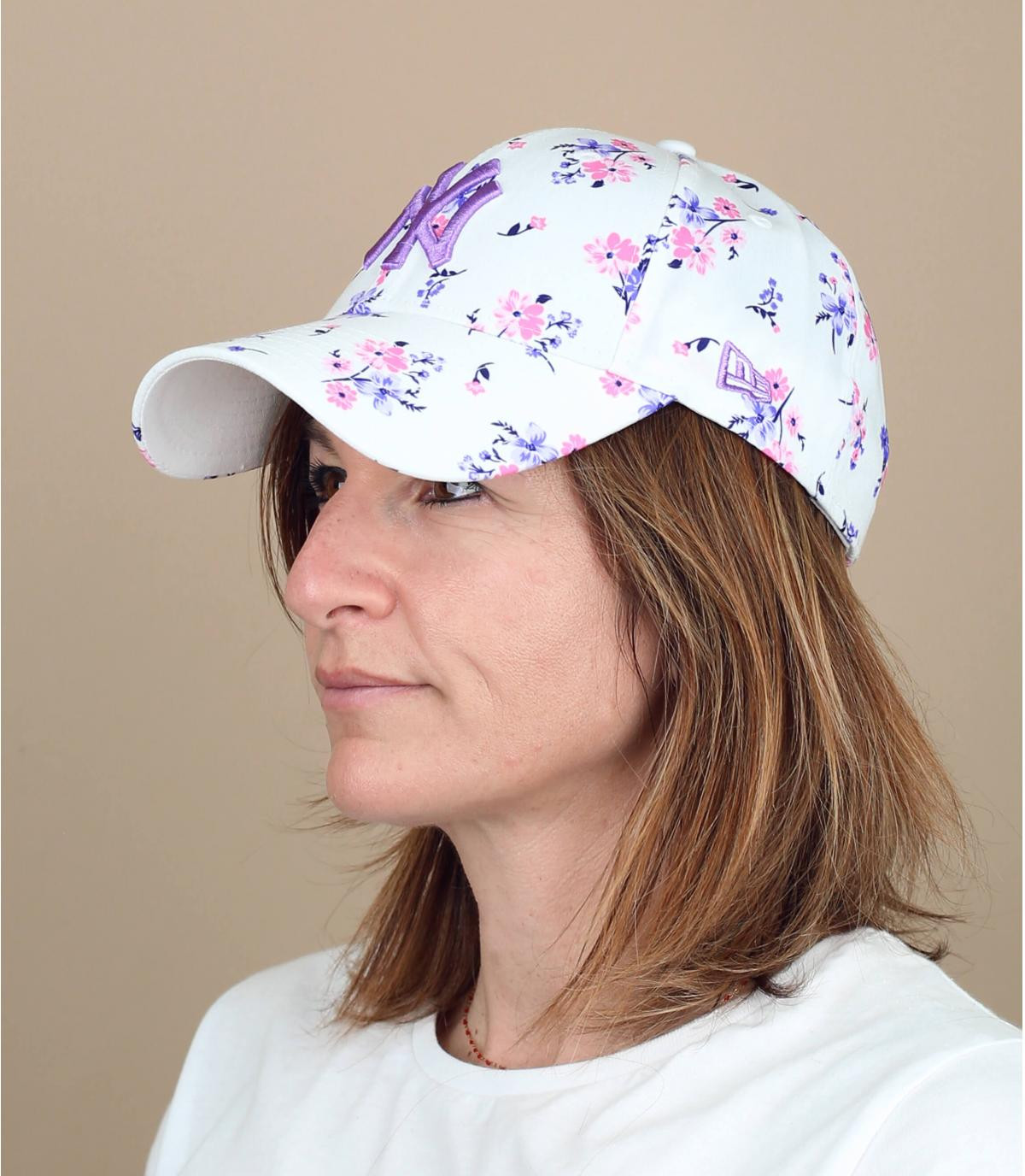 casquette femme NY imprimé Casquette Wmn Floral NY 940 white